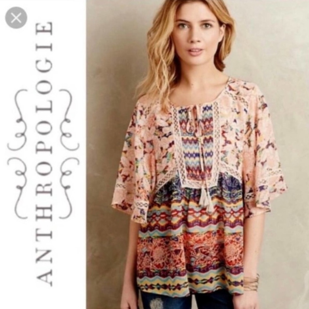 Anthropologie Meadow Rue Boho Sheer Blouse Size XS